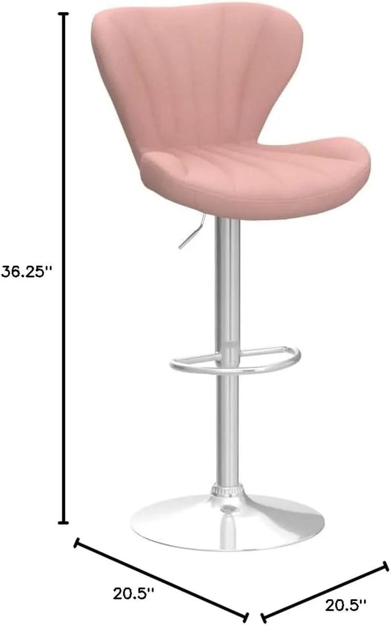 Pink Velvet Adjustable Swivel Barstools Set Of Two from PriceLows™