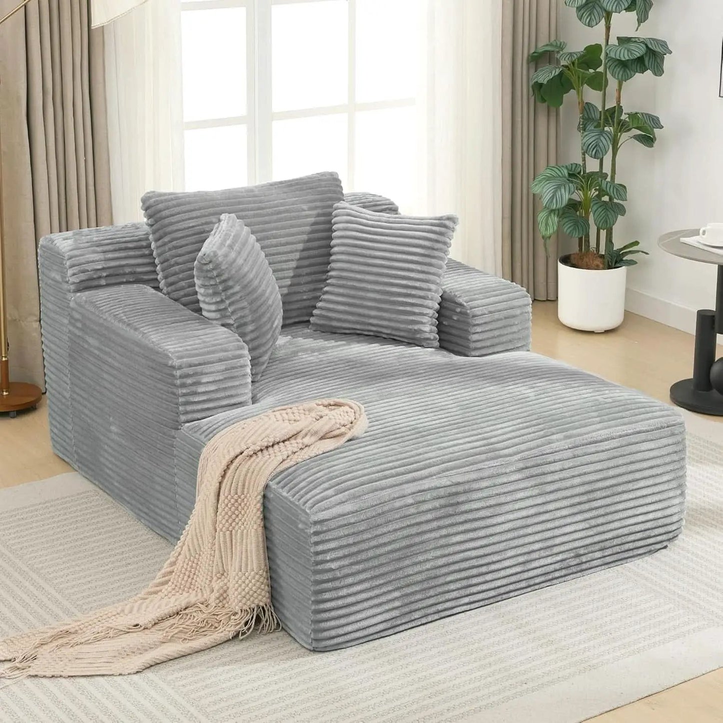 Oversized Chaise Lounge With Deepseat Corduroy Upholstery from PriceLows™