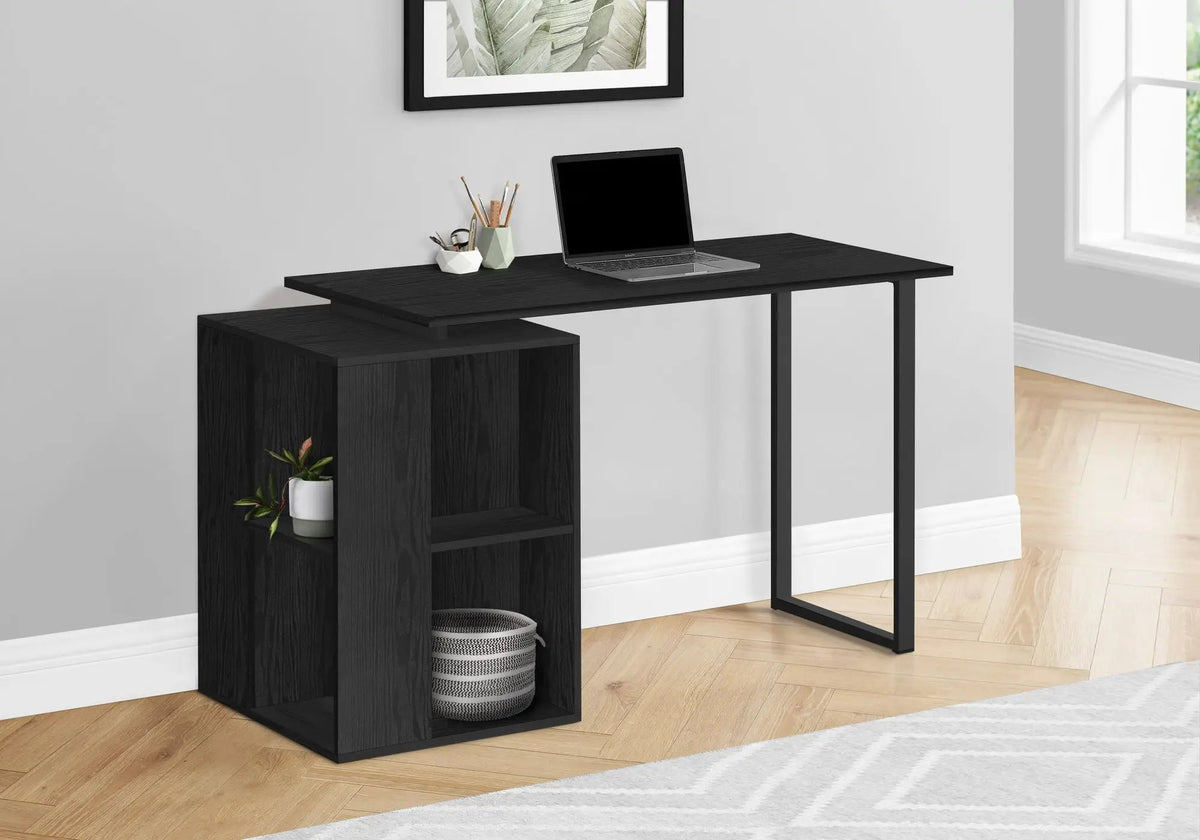 Computer Desk With Bookcase | 55 Inch Width | Left Or Right Setup | 8 Fixed Shelves