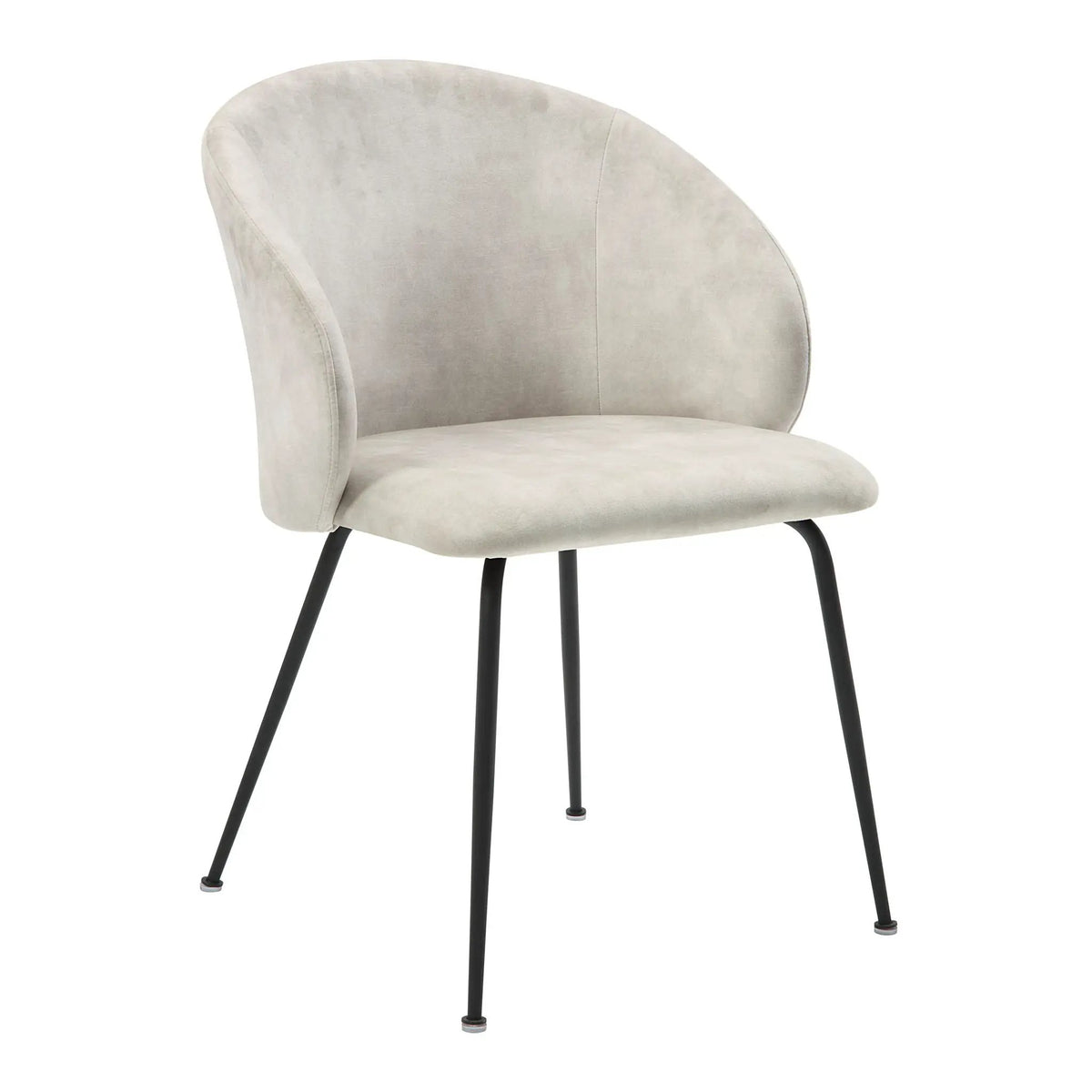 Velvet Side Chairs | Black Metal Frame | Beige Velvet | 2 Piece Set