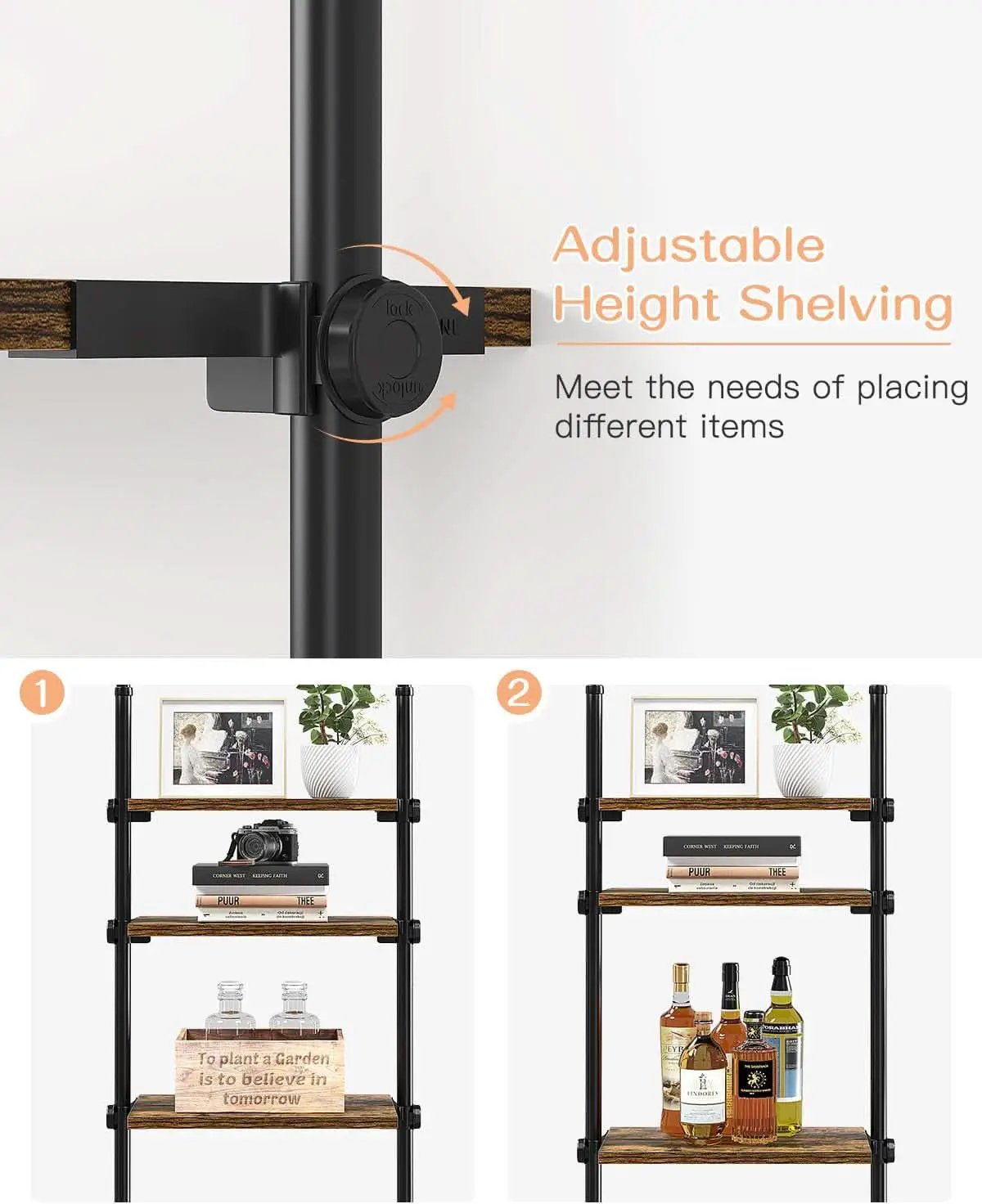 Adjustable Tall Narrow Bookcase 4 Tier Ladder 64 To 113 In from PriceLows™