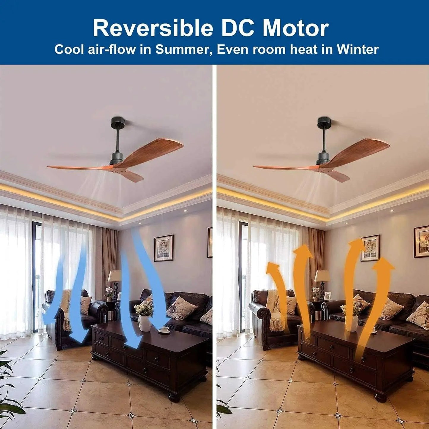 52 Inch Low Profile Ceiling Fan With Remote Indoor Outdoor from PriceLows™