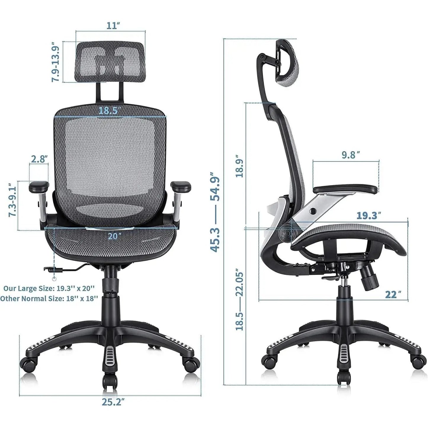 Ergonomic Adjustable High Back Mesh Office Chair Grey from PriceLows™
