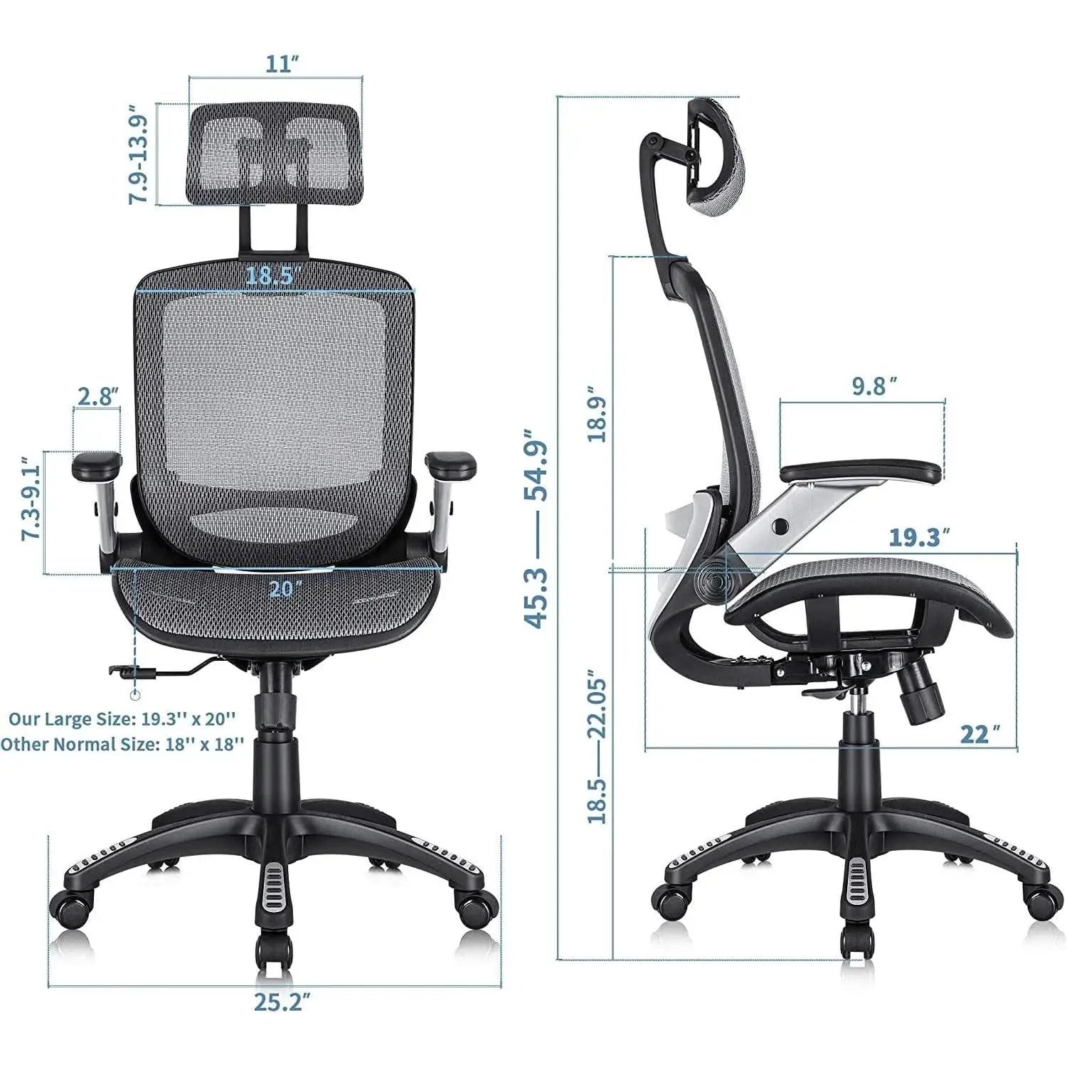 Ergonomic Adjustable High Back Mesh Office Chair Grey from PriceLows™