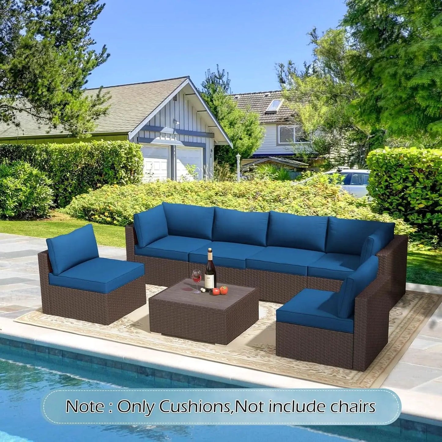Outdoor Replacement Cushions For 14 Piece Rattan Wicker Set Water Repellent Blue from PriceLows™