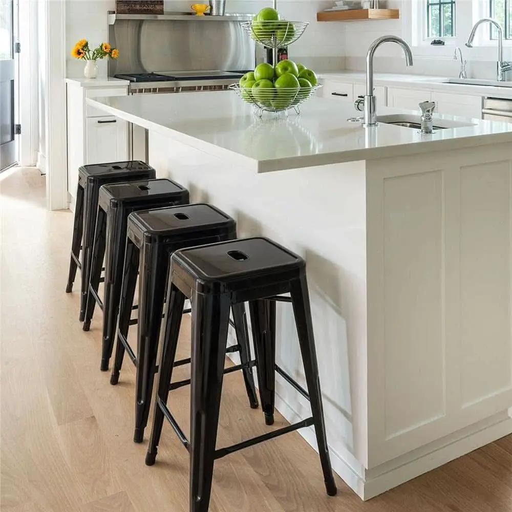30 Inch Metal Bar Stools Stackable Indoor Outdoor Set Of 4 from PriceLows™