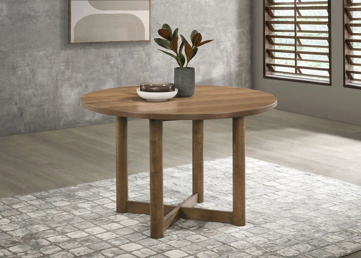 Crestmore 46-inch Round Wood Dining Table | 45.75 x 45.75 x 30 in | Walnut & Veneer | Walnut
