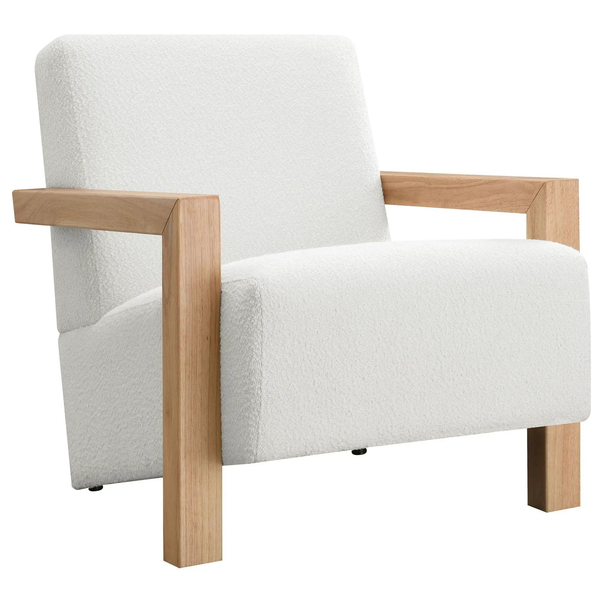 Fitzroy Boucle Upholstered Accent Arm Chair | 29.75 x 35.75 x 29.75 in | Boucle & Wood | Ivory