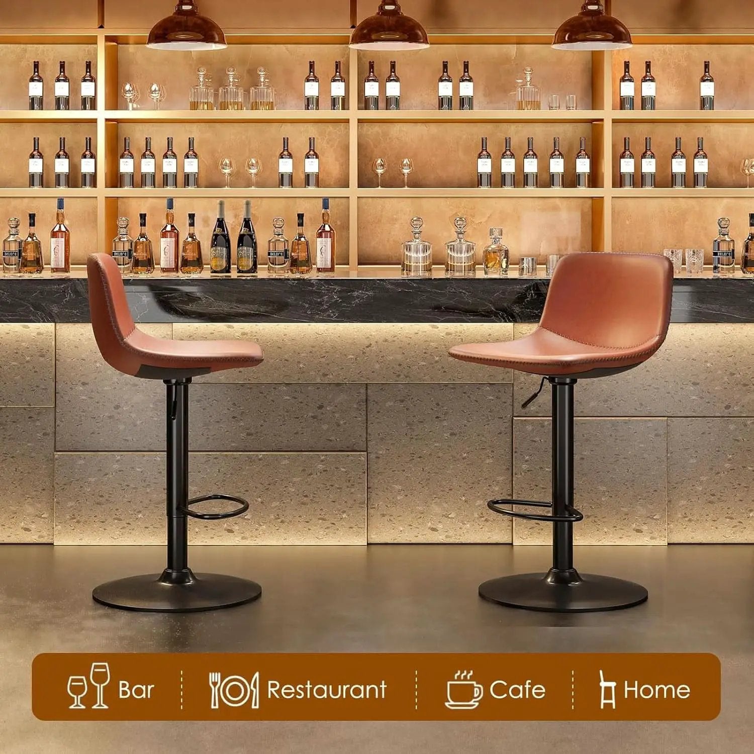 Adjustable Mid Century Swivel Bar Stool Set Of 2 For Kitchen from PriceLows™