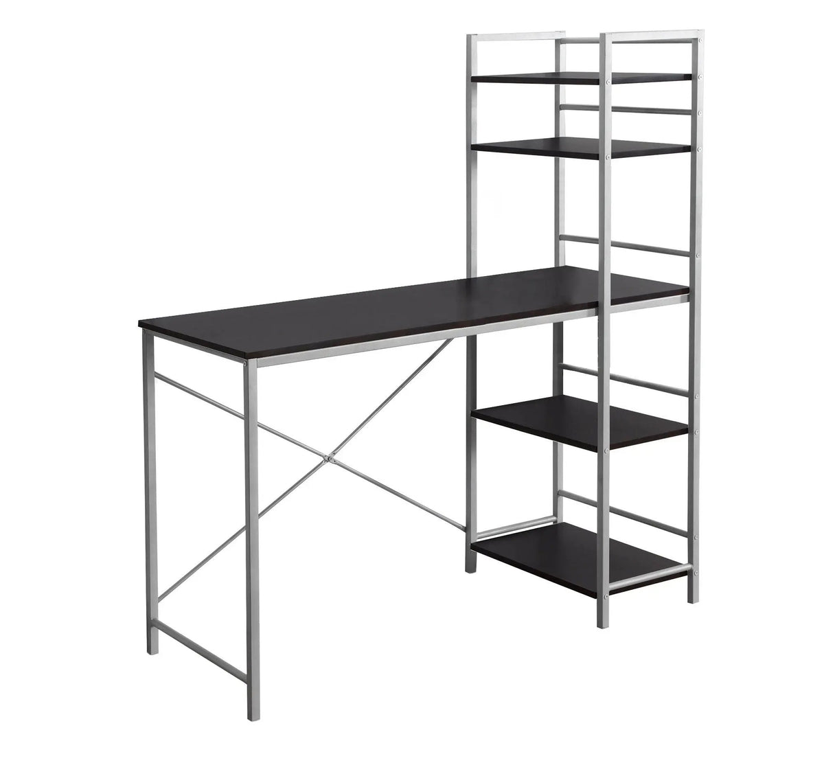 Computer Desk With Shelves | 48 Inch Width | Four Fixed Storage Shelves | 55 Inch Height