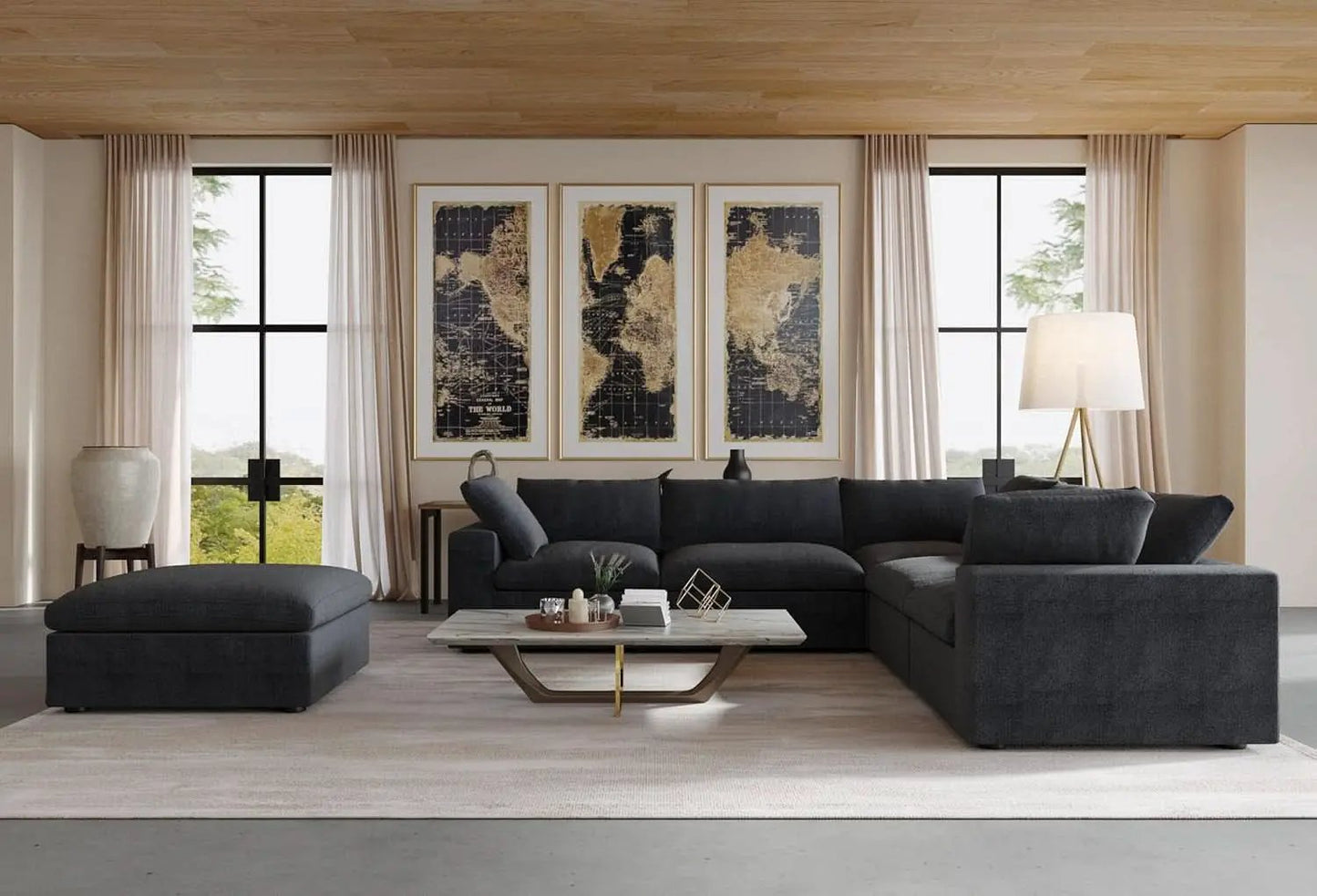 Black Storage Ottoman With Removable Cushion Covers from PriceLows™