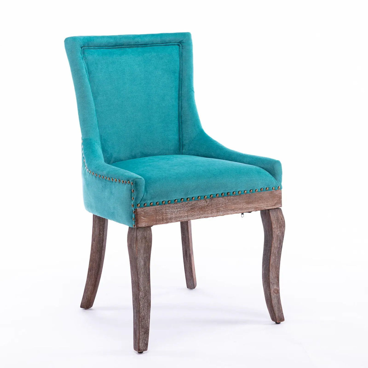 Ultra Nail Head Dining Chairs | Set Of 2 | Neutral Solid Wood Legs | Soft Fabric