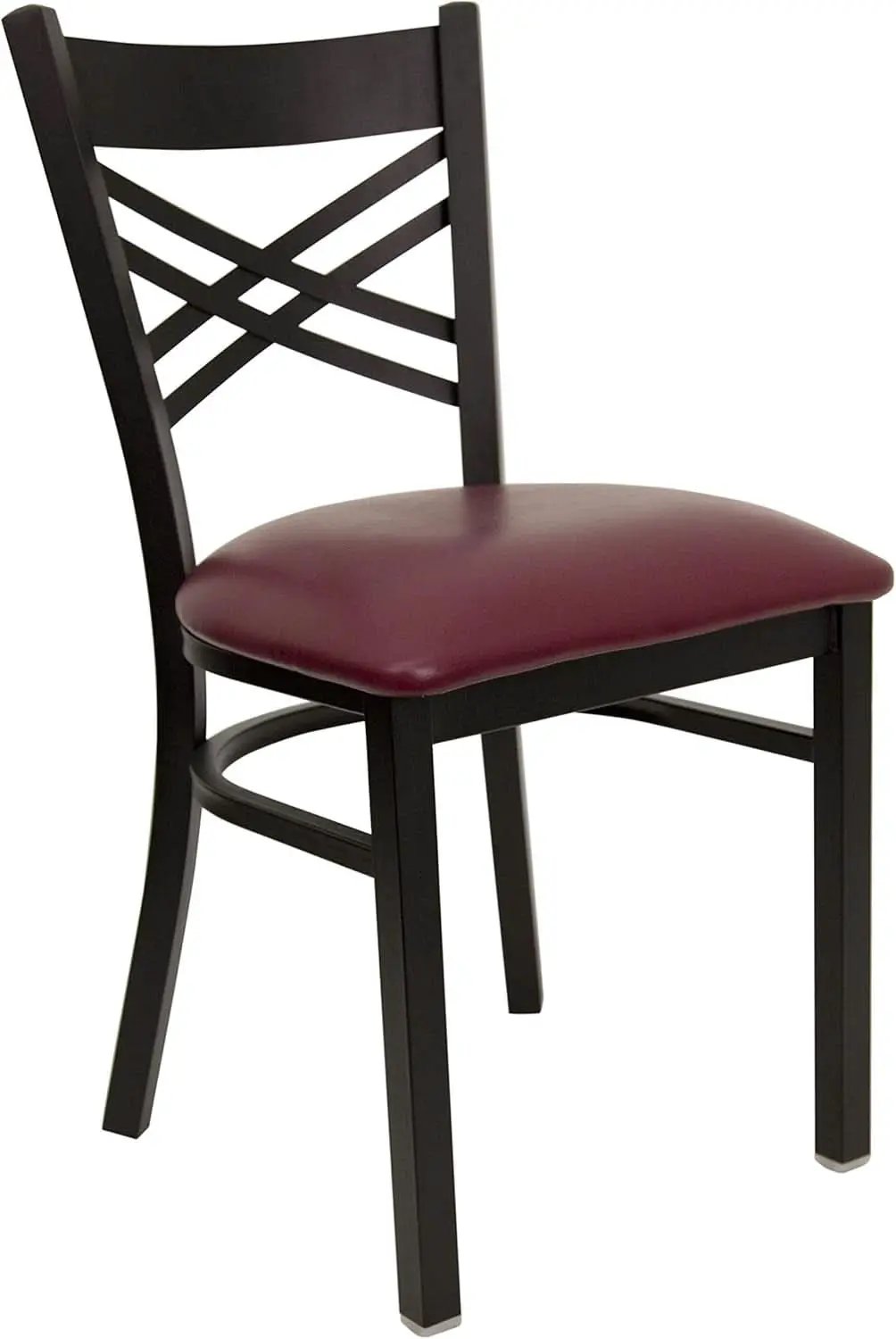 Set of 2 Hercules Burgundy Vinyl XBack Metal Dining Chairs for Restaurants Durable Steel Frame from PriceLows™