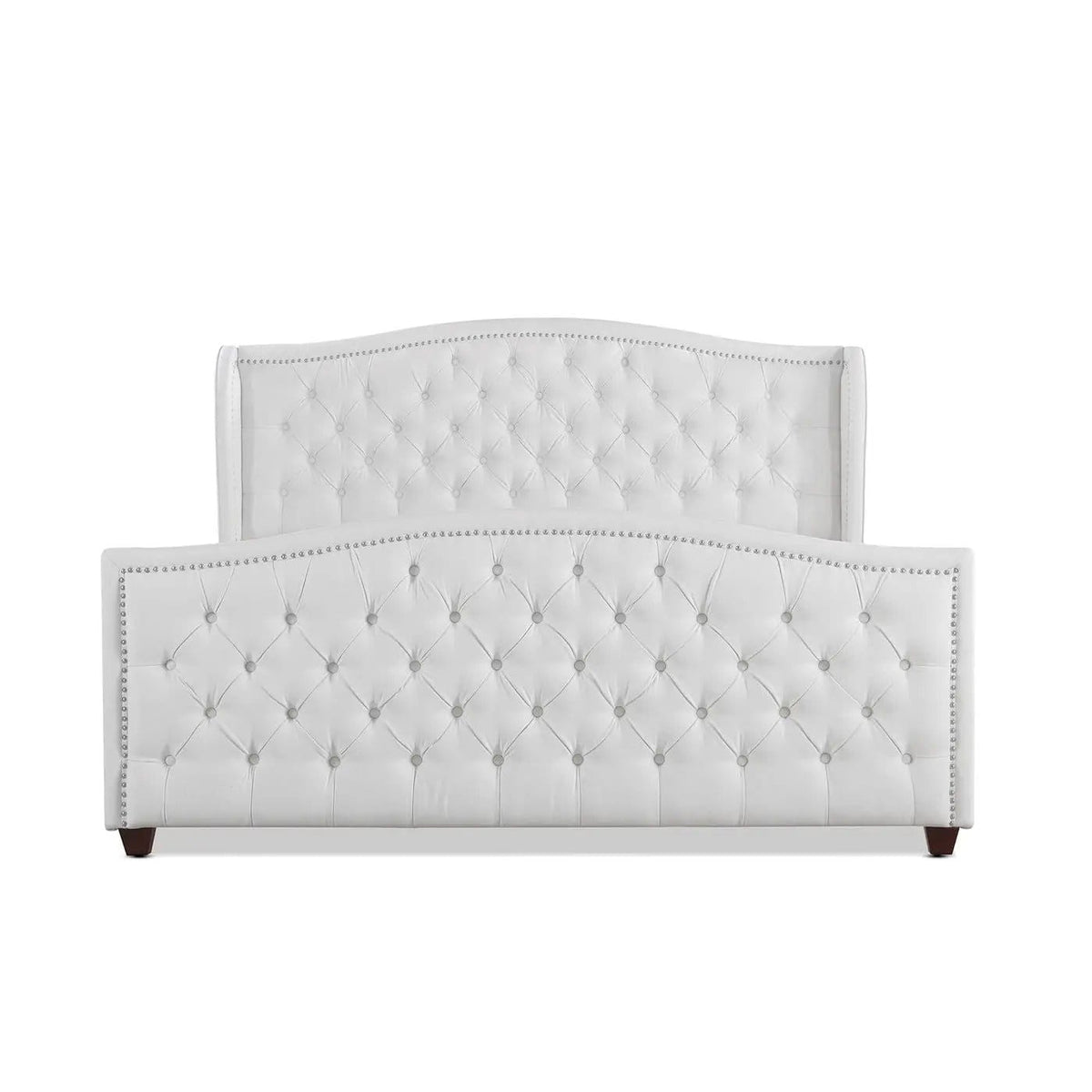 Marcella Upholstered Shelter Headboard Bed | 5 Pieces | Fabric & Iron | Bedroom