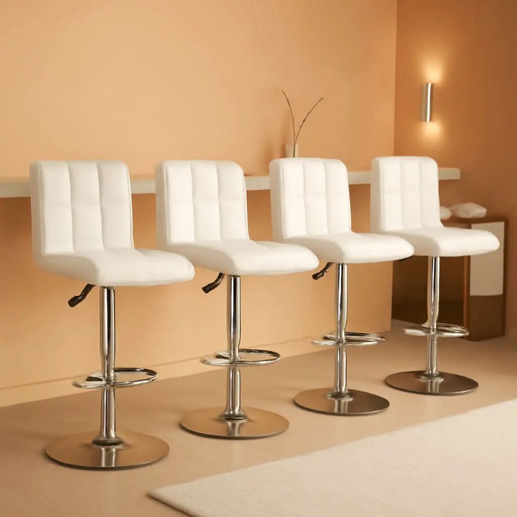 X Large White Adjustable Counter Height Bar Stools Swivel 4 Pack from PriceLows™