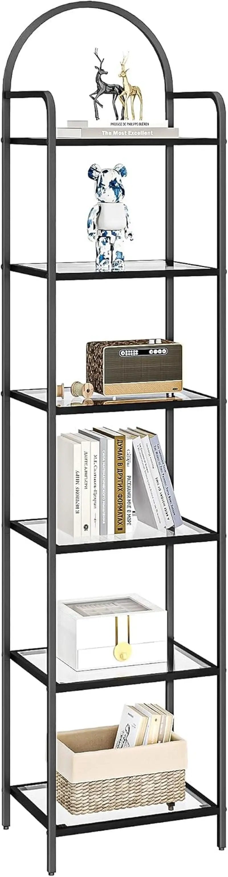 Six Tier Bookcase With Tempered Glass Shelves Home Office from PriceLows™