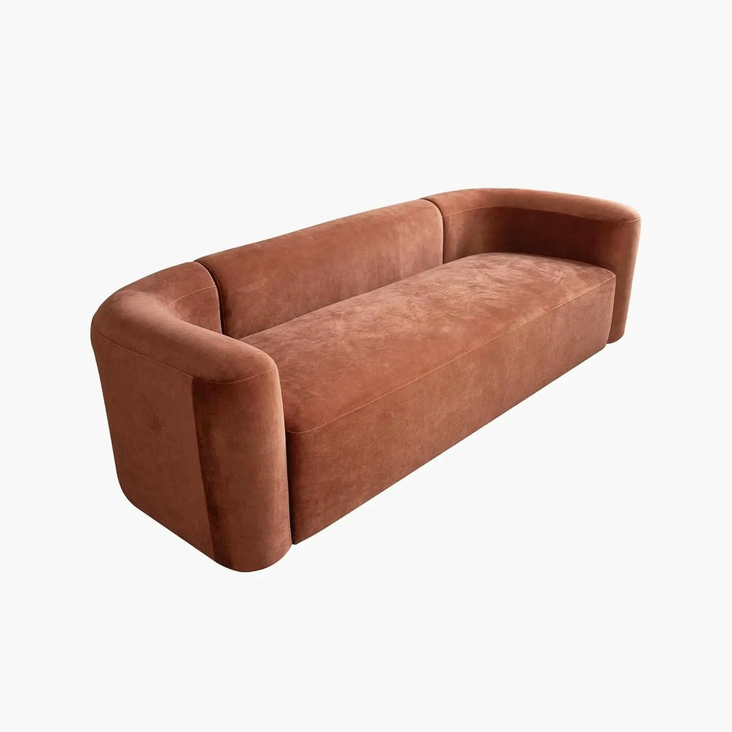 Modern Velvet 3-Seater Sofa in Tangerine with Curved Back Design from PriceLows™