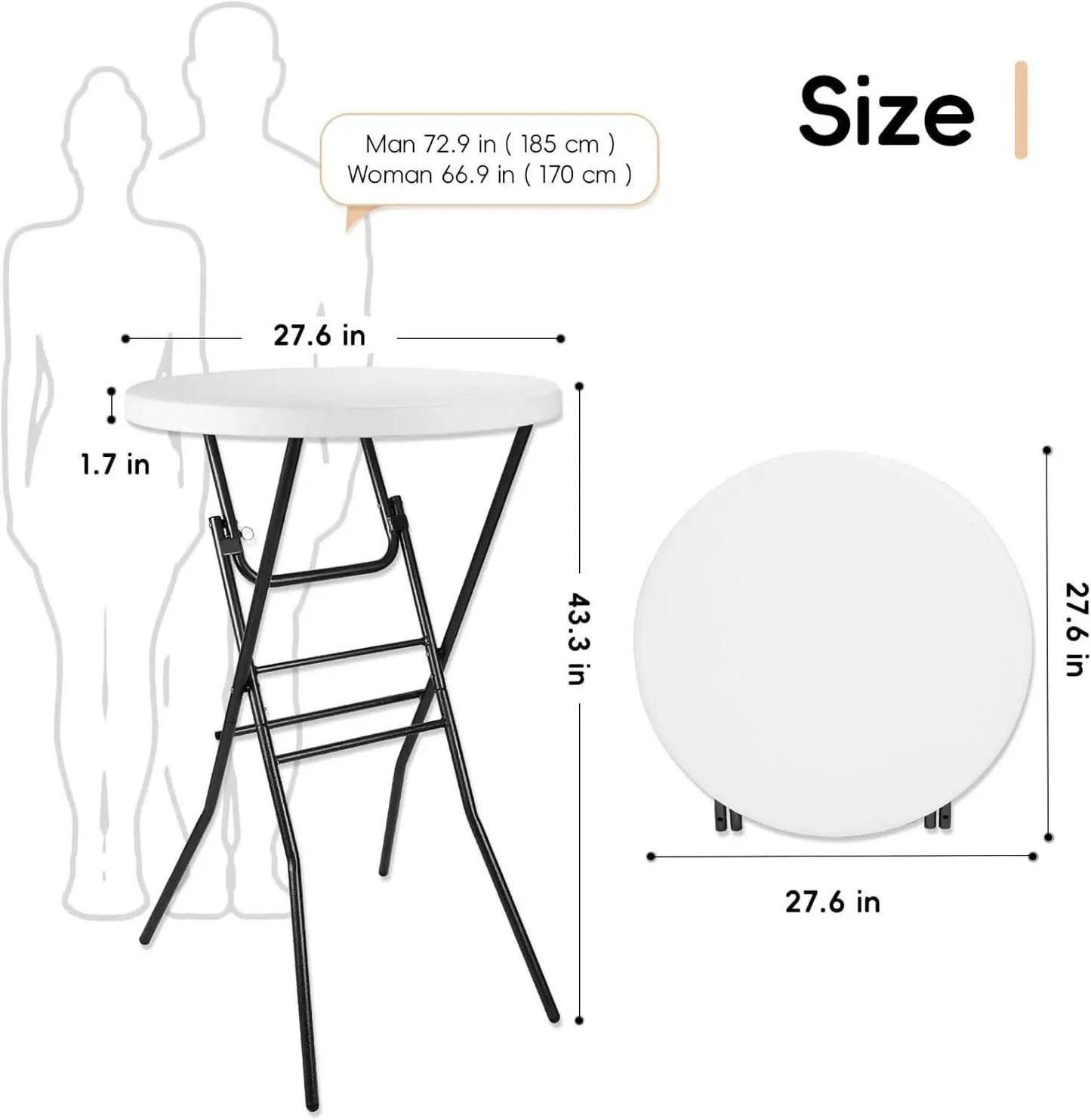 28In Ultra Portable Folding Bar Height Cocktail Table from PriceLows™