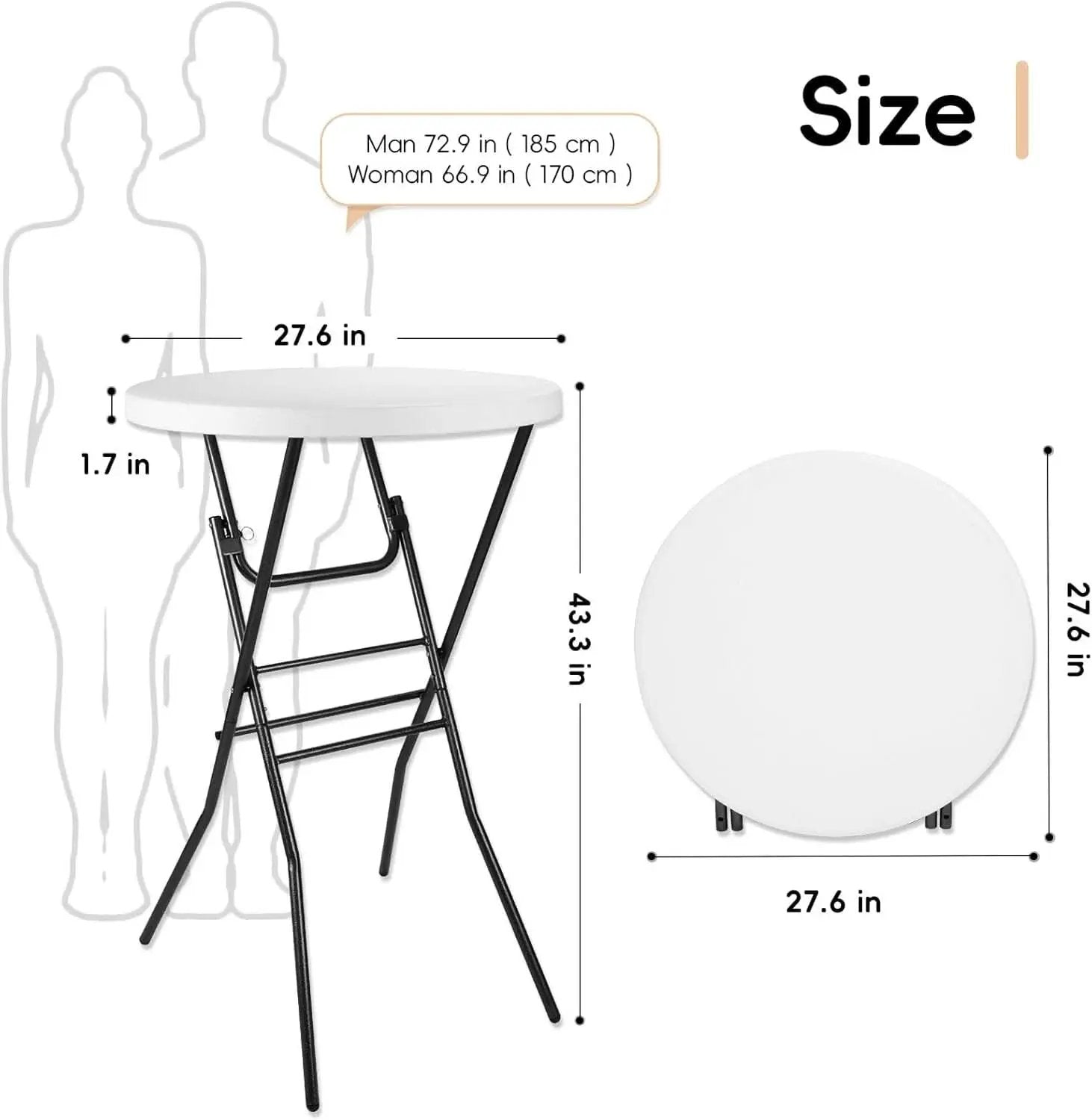 28In Ultra Portable Folding Bar Height Cocktail Table from PriceLows™