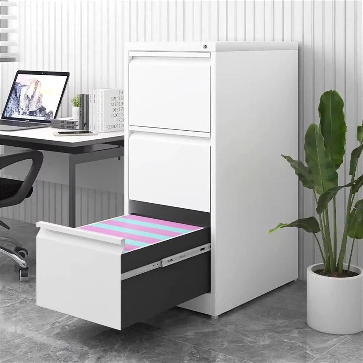 Metal File Cabinet | Three Drawer | Secure Lock System