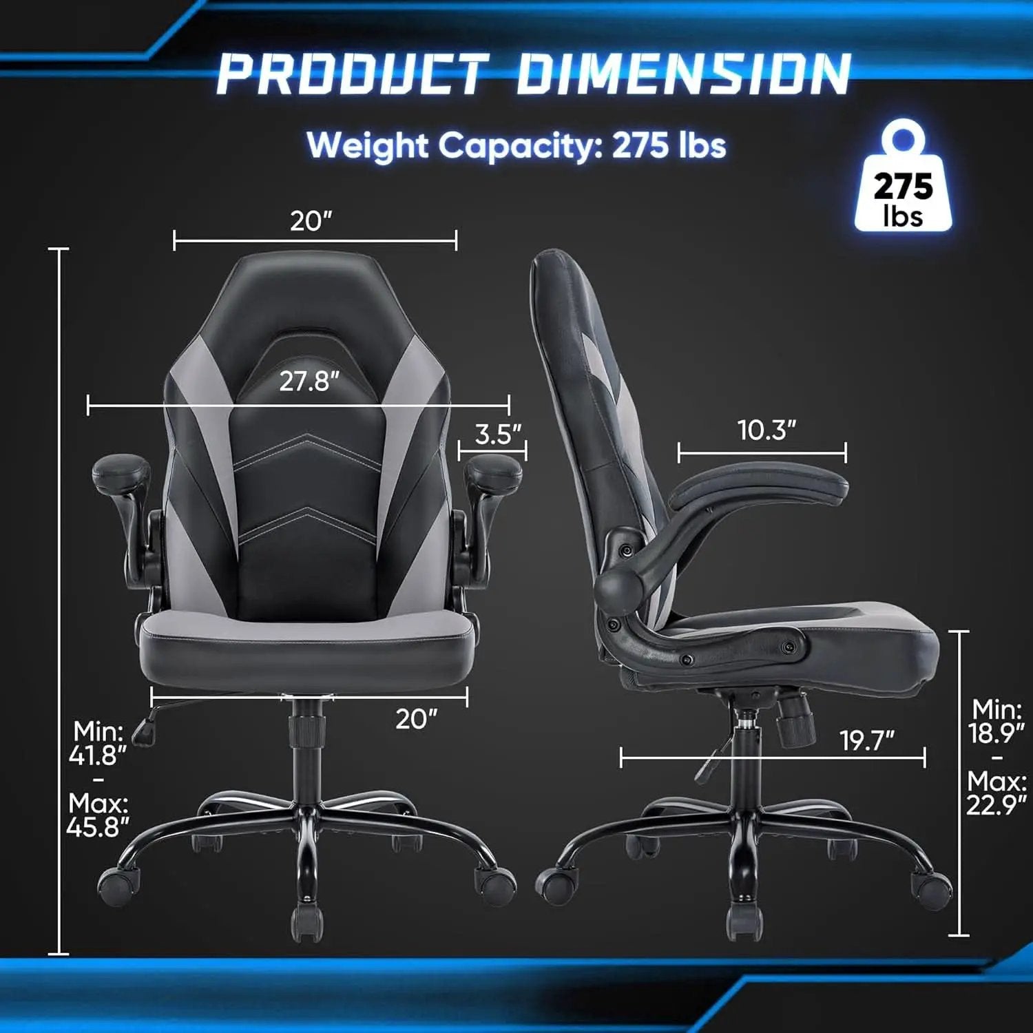 Big And Tall Leather Office Desk Gaming Chair With Adjustable Arms from PriceLows™