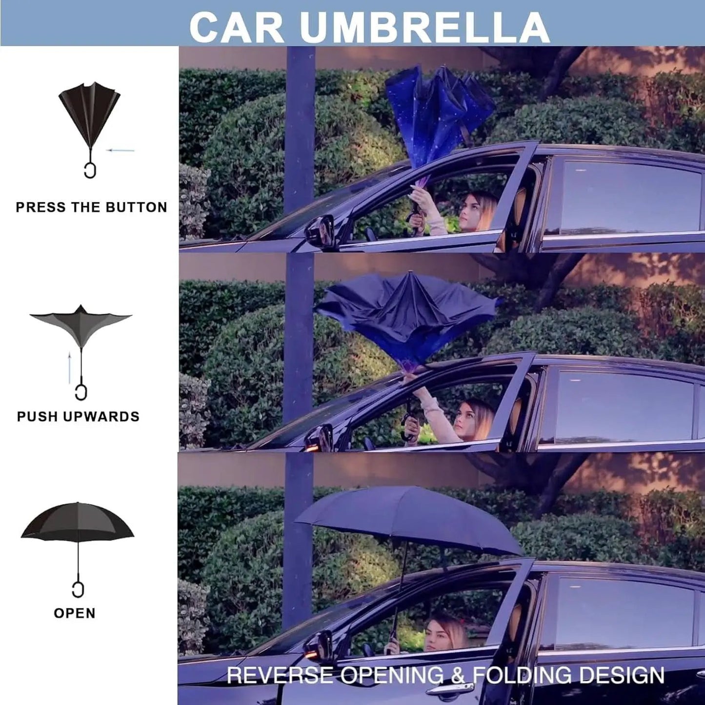 49 To 56 Inch Inverted Umbrella With C Shape Handle from PriceLows™