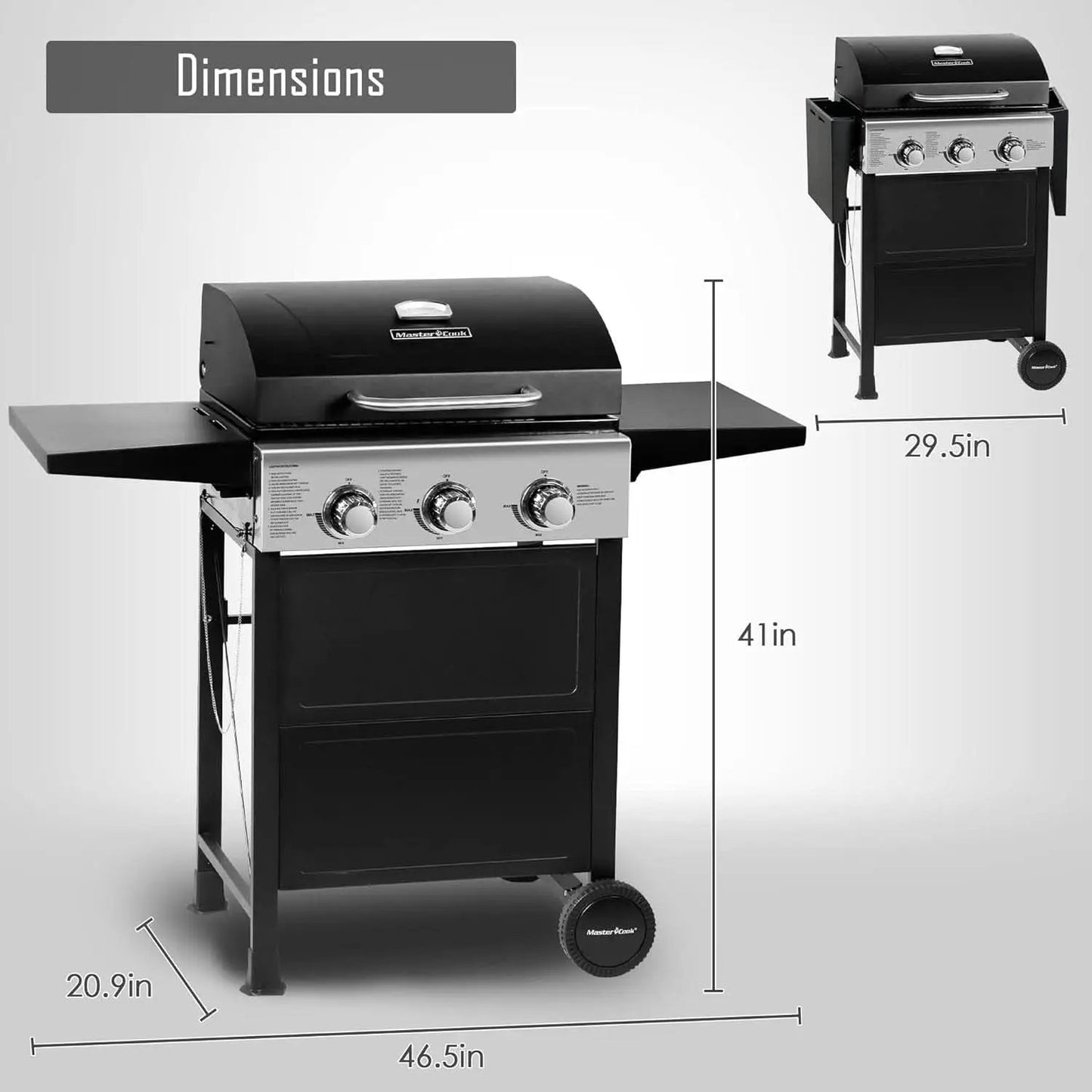 3-Burner Propane Gas Grill With Foldable Side Shelves 30,000 BTU Stainless Steel Outdoor Grill from PriceLows™
