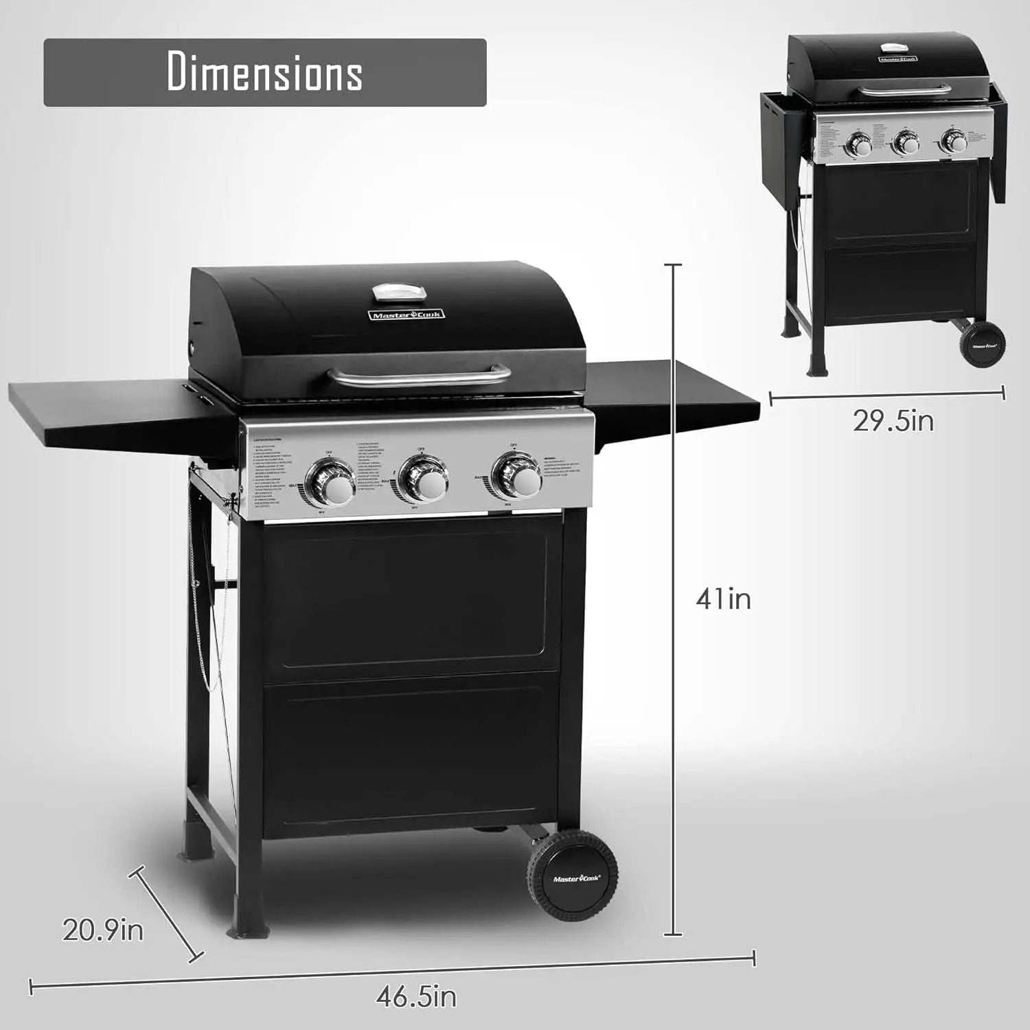 3-Burner Propane Gas Grill With Foldable Side Shelves 30,000 BTU Stainless Steel Outdoor Grill from PriceLows™
