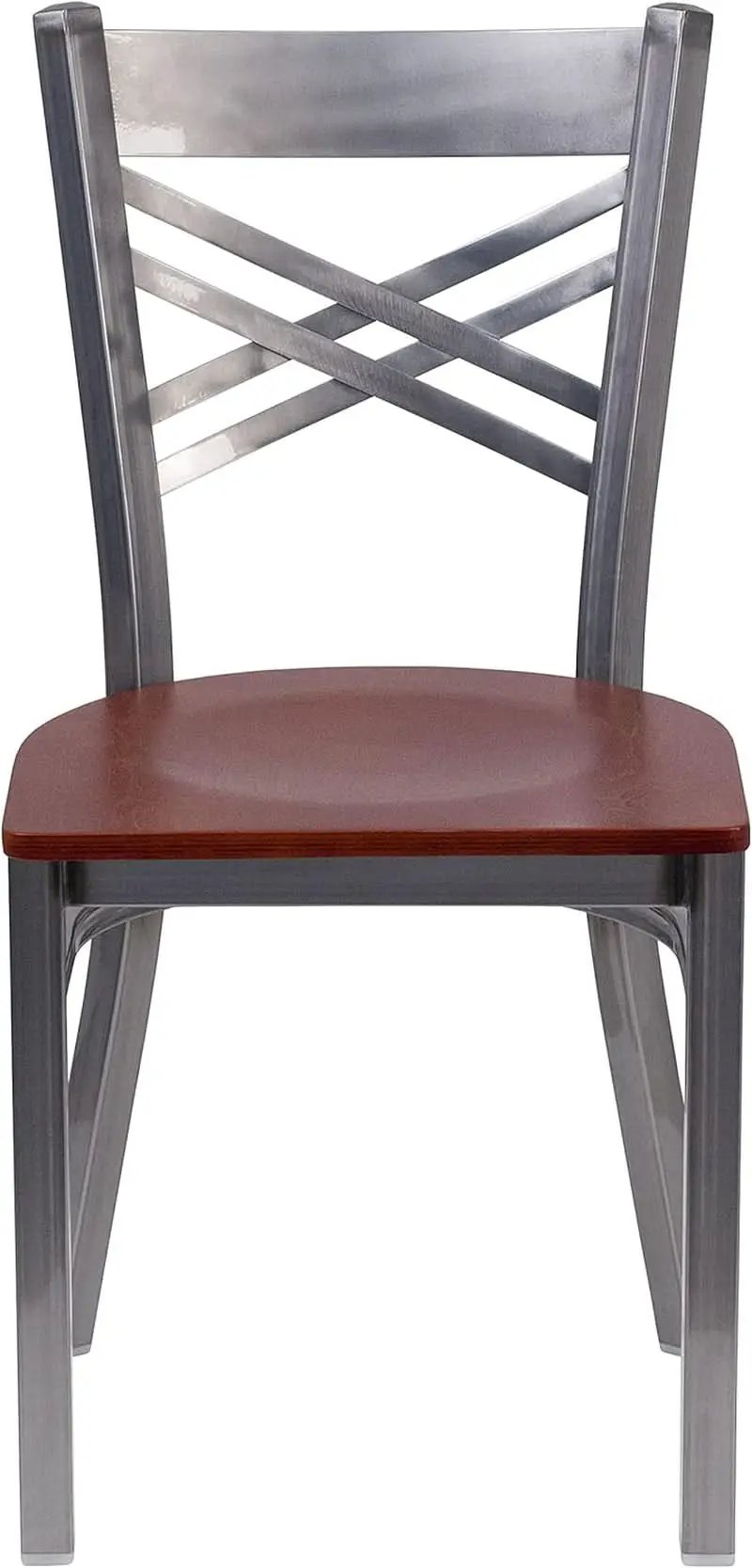 2 Pack Hercules Series X Back Metal Dining Chairs With Cherry Wood Seat For Restaurant Or Home Dining from PriceLows™