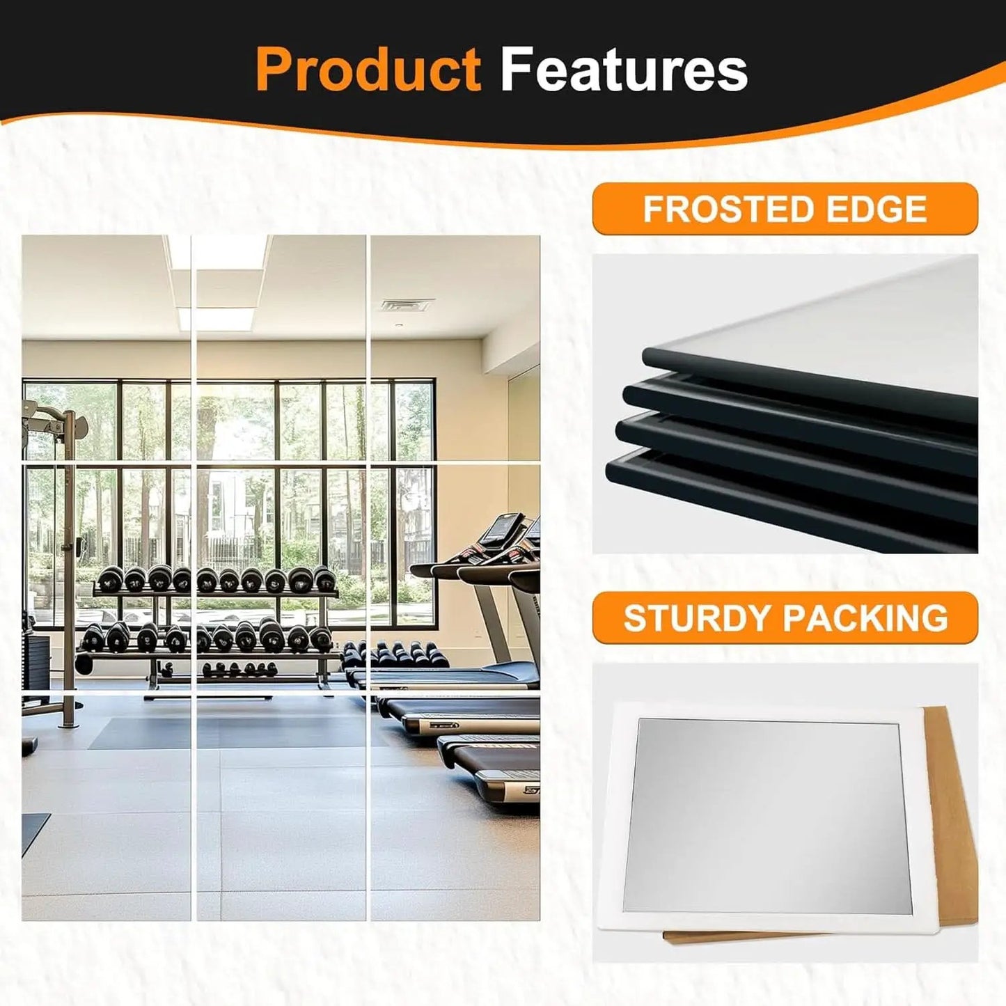 Frameless Full Length Mirror Tiles 16x12 Inch Wall Set from PriceLows™