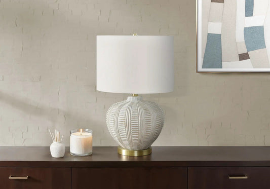 Transitional Lighting, Table Lamp, Resin - | 13 x 13 x 20.75 in | Linen & Fabric | Cream