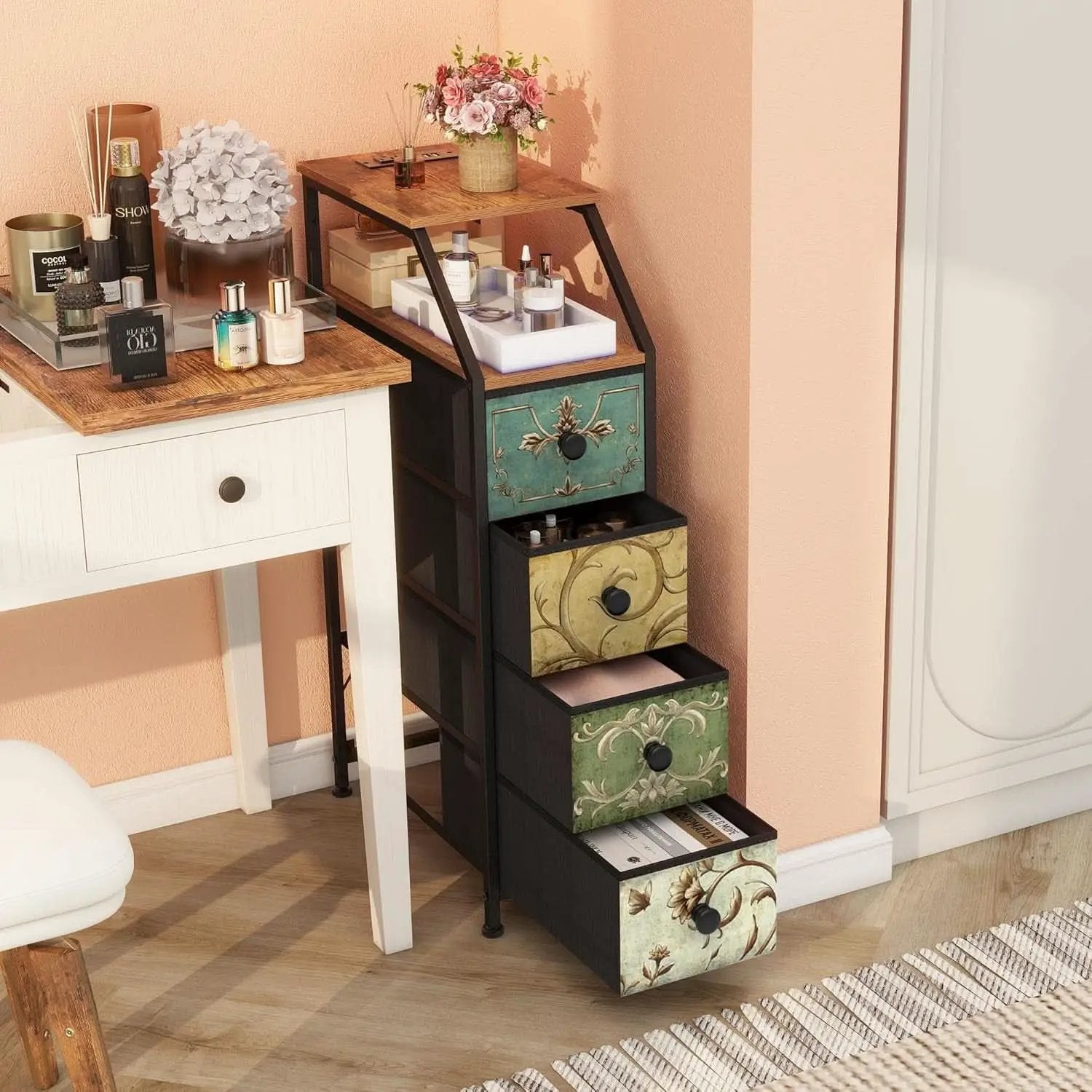 Narrow Tall Dresser With Integrated Charging Station from PriceLows™