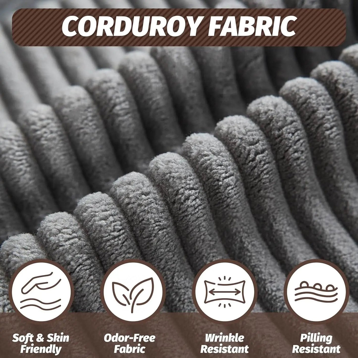 125Inch Oversized Corduroy Cloud Sleeper Grey Sofa from PriceLows™