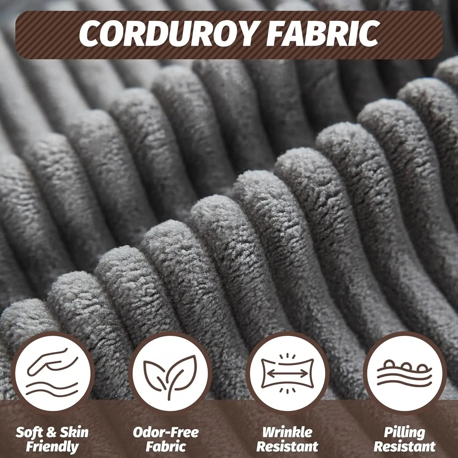 125Inch Oversized Corduroy Cloud Sleeper Grey Sofa from PriceLows™