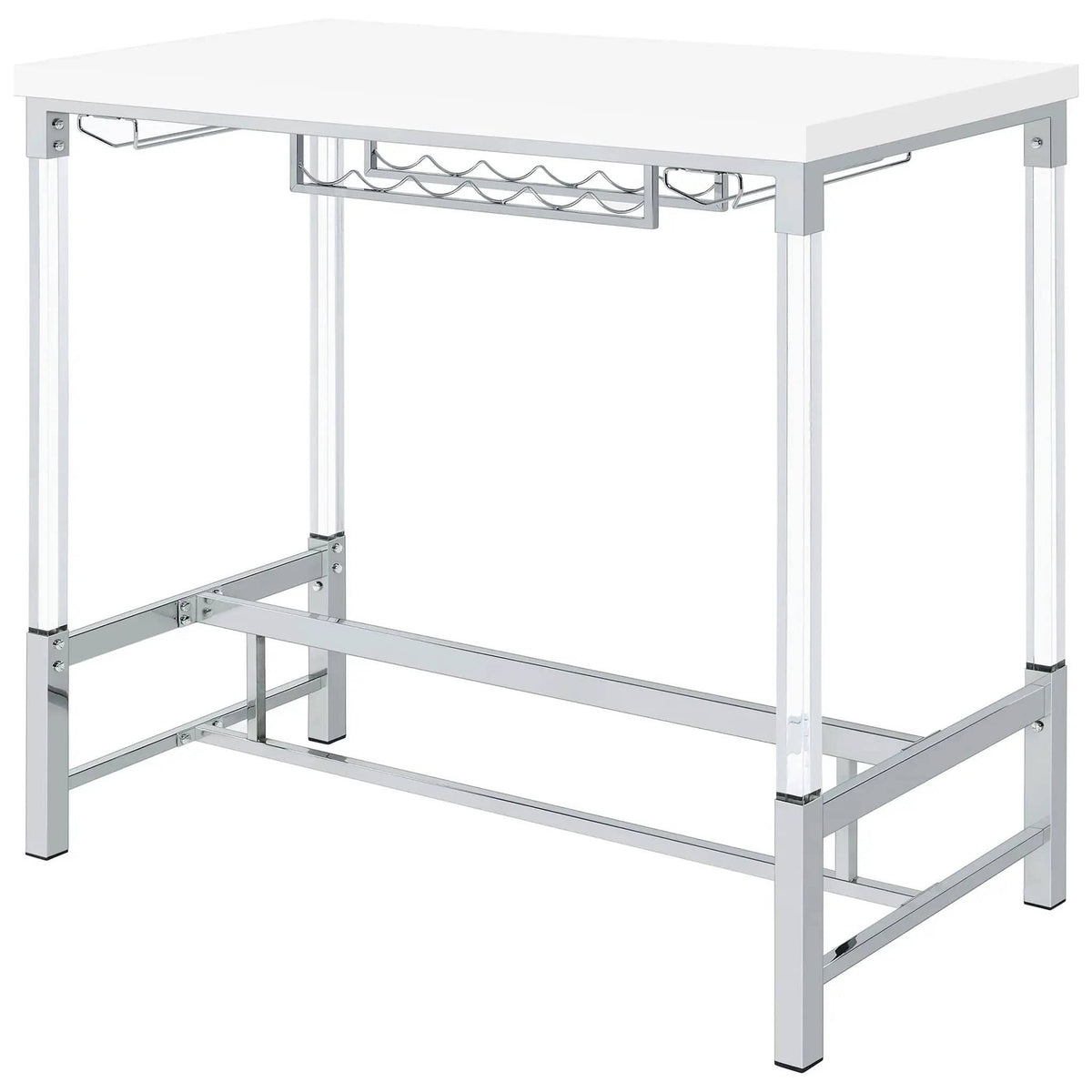 Norcrest 47-inch Acrylic Leg Bar Table White High Gloss | 47.25 x 22.5 x 42.25 in | Acrylic | Home