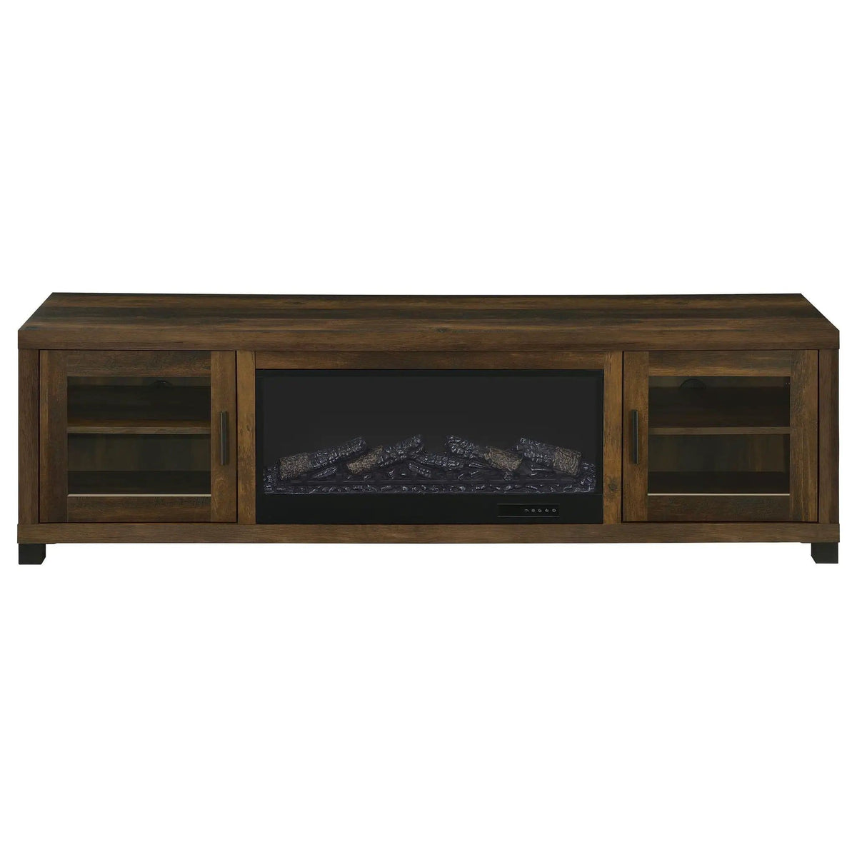 Havering 71-inch TV Stand Fireplace Media Console Dark Pine | 70.75 x 15.5 x 21 in | Tempered Glass | Living Room