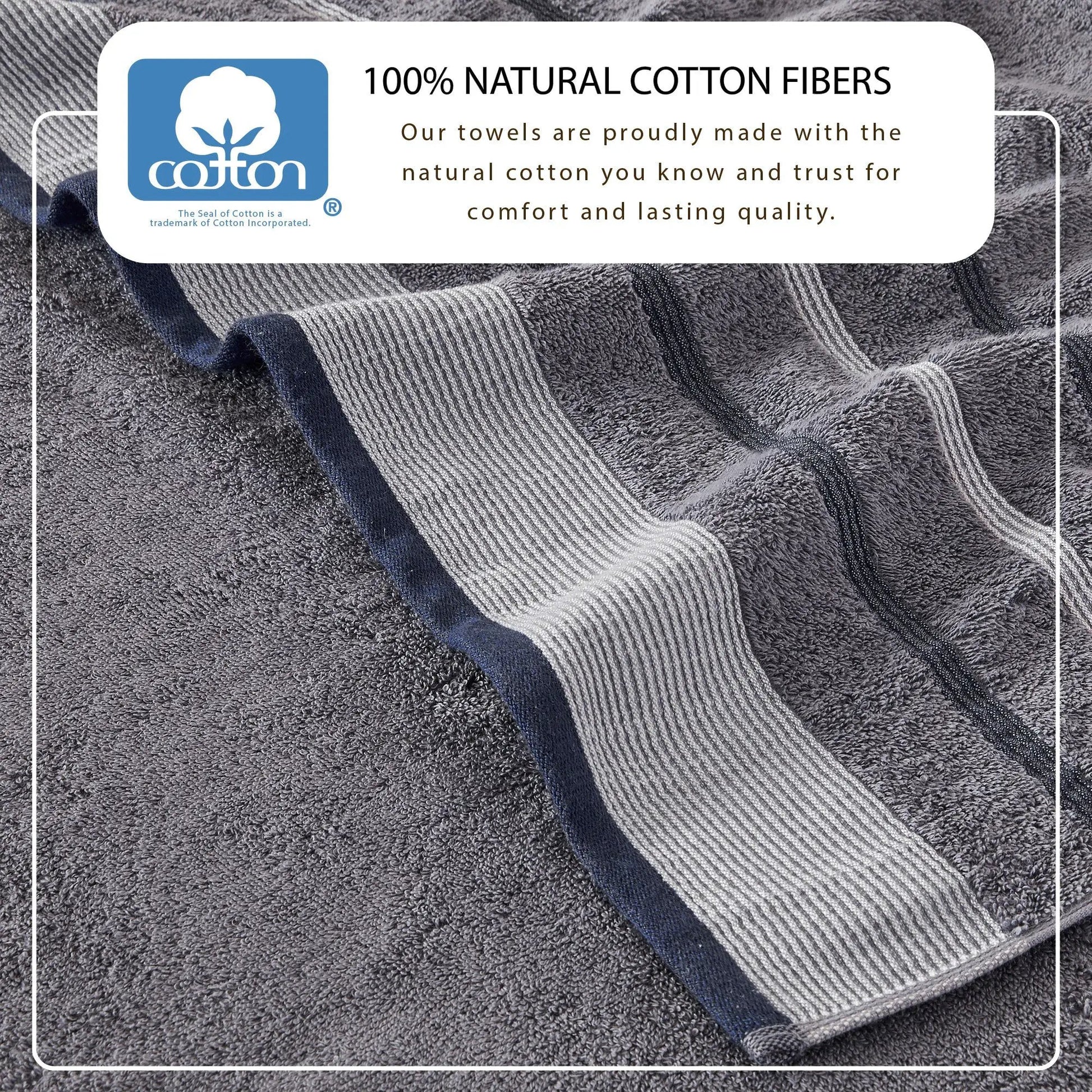 Decorative Cotton Stripe Bath Towel Set - Noelle Collection from PriceLows™