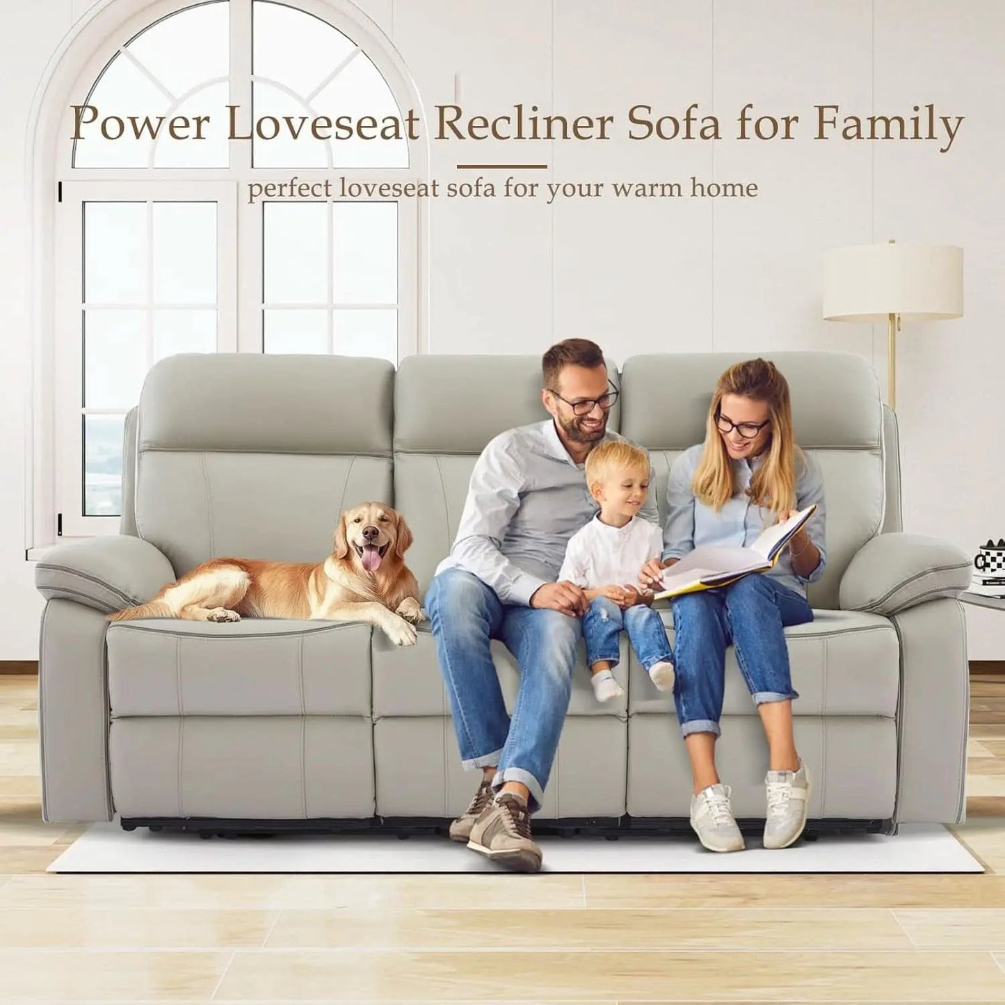Grey Power Reclining Sofa With Fold Down Table Usb Type C from PriceLows™