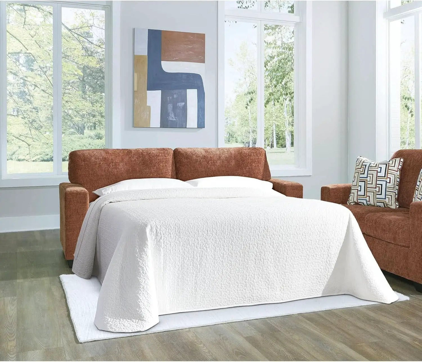 Queen Burnt Orange Contemporary Luxury Sofa Sleeper from PriceLows™