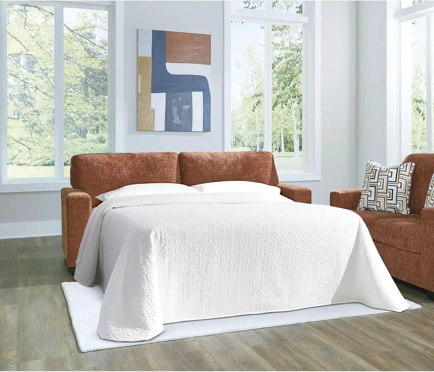 Queen Burnt Orange Contemporary Luxury Sofa Sleeper from PriceLows™
