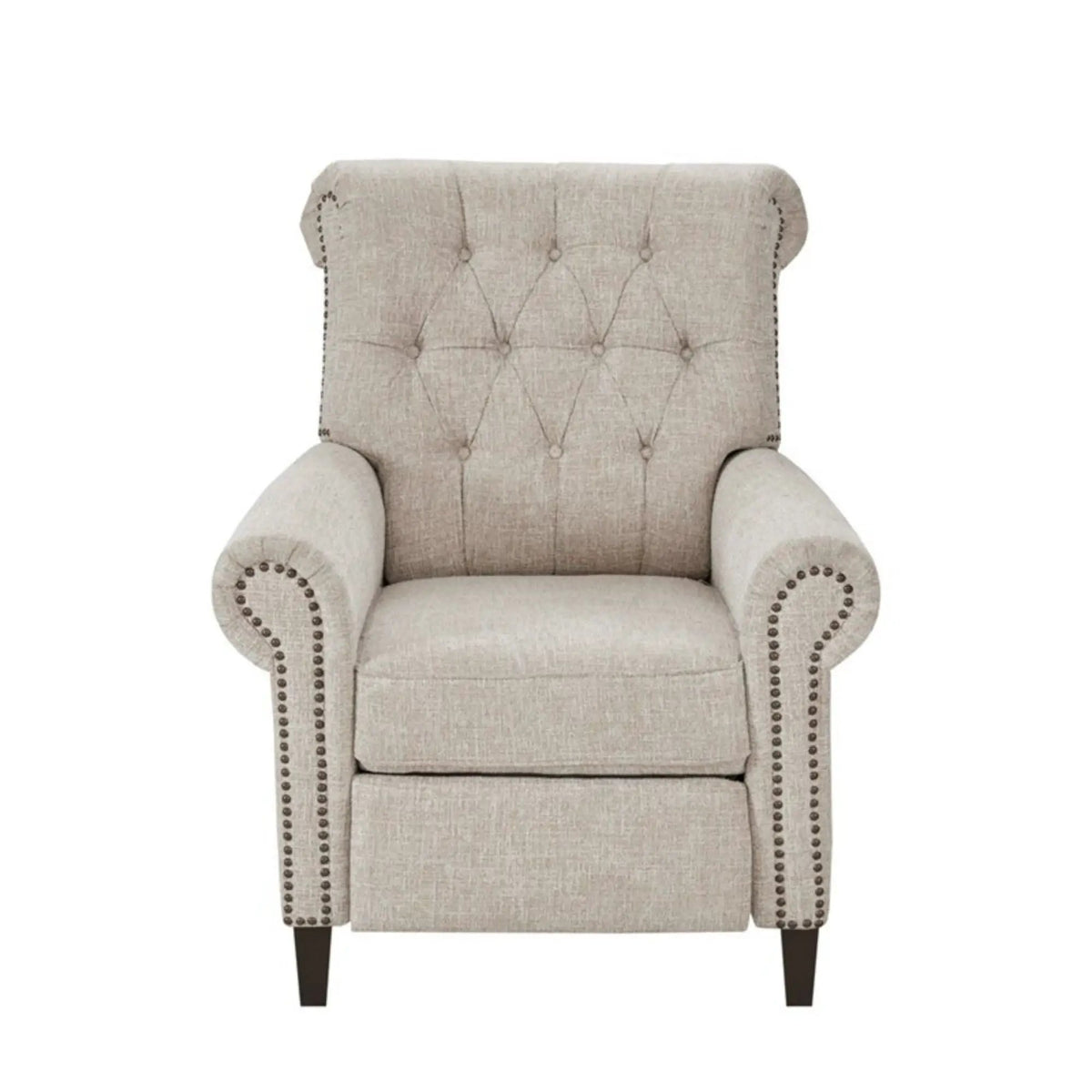 Aidan Push Back Recliner Chair | Tufted Back | Nailhead Trim | Cream