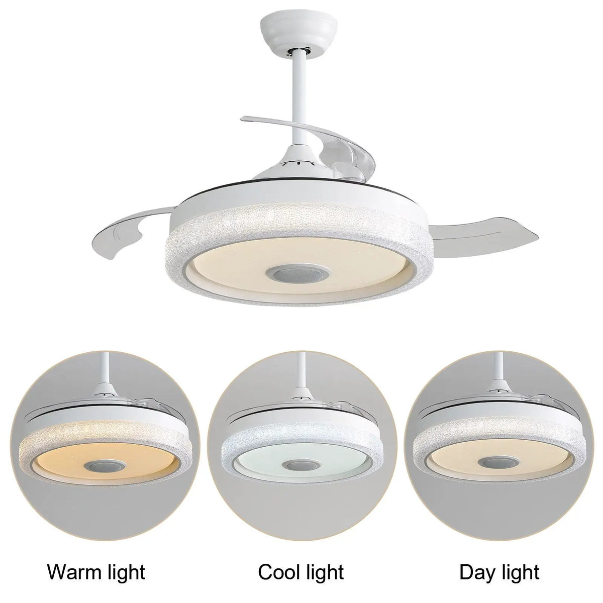 Invisible Ceiling Fan | Remote Control | 36W Rgb Lighting | White