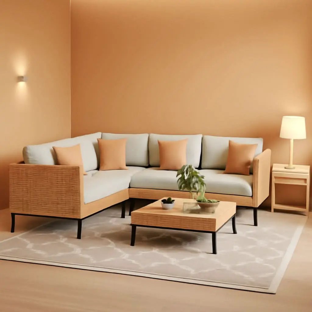 110 Inch Large 7 Piece Wicker Outdoor Patio Set Beige Cushions from PriceLows™