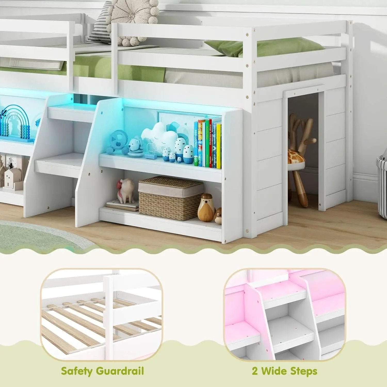 Twin Loft Bed With LED Lights And Durable Build Quality from PriceLows™