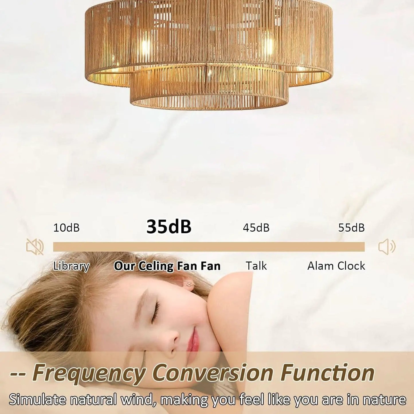 20 Inch Rattan Boho Ceiling Fan With Integrated LED Light from PriceLows™