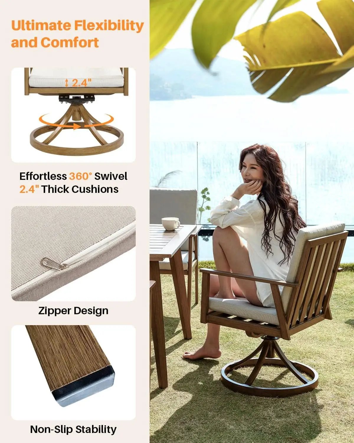 Nine Piece Outdoor Patio Dining Set with Swivel Chairs from PriceLows™