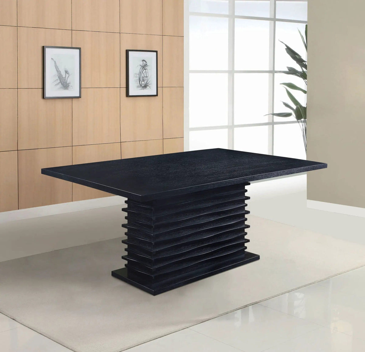 Stanton Rectangular 66-inch Dining Table | 65.75 x 42 x 30 in | Rubberwood & Engineered Wood | Black