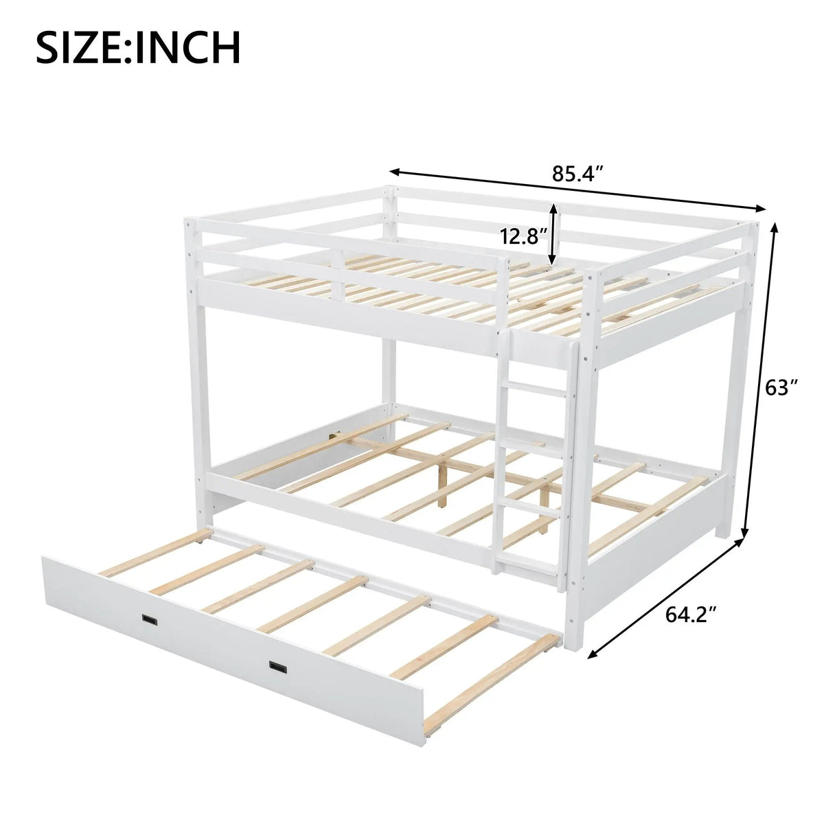 Sturdy Bunk Bed With Ladder | Solid Pine Wood | Guard Rails | Compact Layout