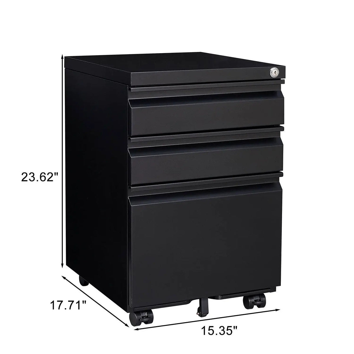 Mobile Filing Cabinet | 3 Drawers | Lockable Metal | Legal And Letter Size