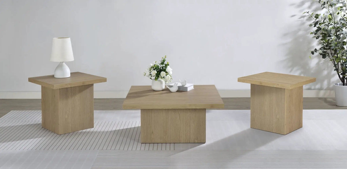 Devar 3-piece Square Cocktail Coffee End Table Set Latte | 3-Piece Set | Engineered Wood & Veneer | Dining Room
